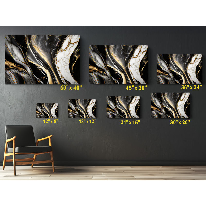 Marbre sur toile, H 16 po x l 24 po x P 1 po
