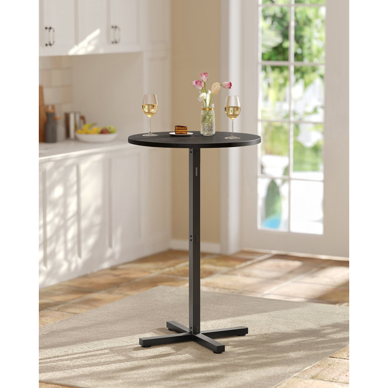 41.1''H High Top Bar Pub Round Cocktail Table  with Metal Frame and Cross Base, Black