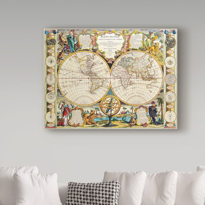 « french map of the world 1755 », reproduction d’impression sur toile tendue