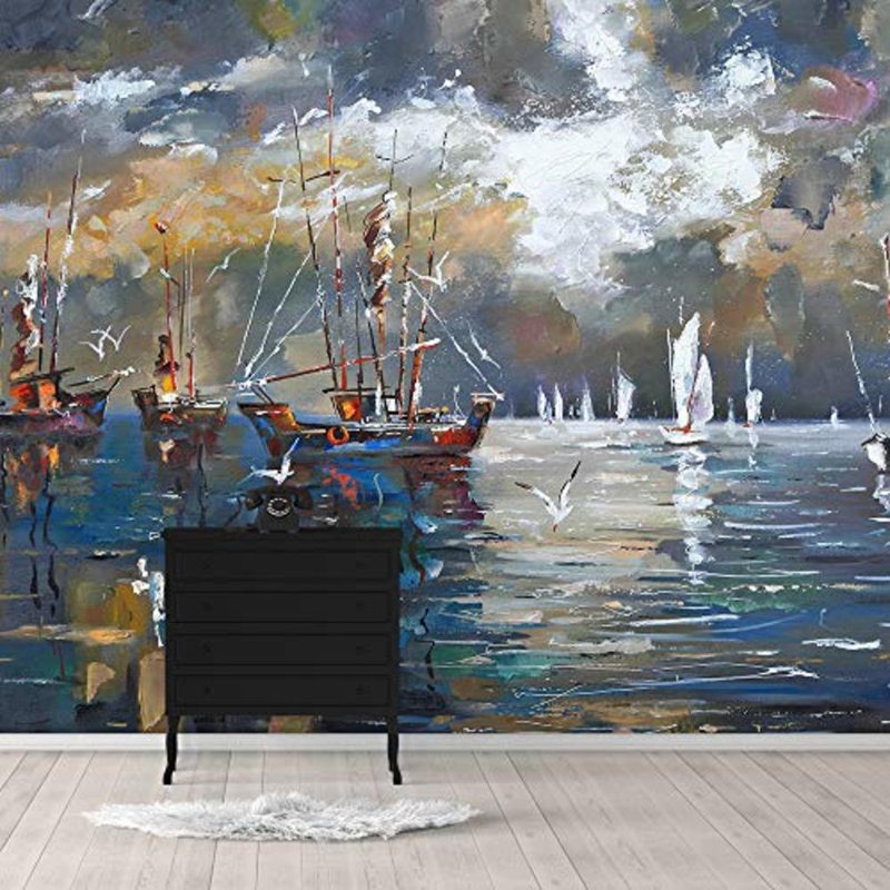 Magnifique voilier sur la mer, murale, L 100 po x l 144 po