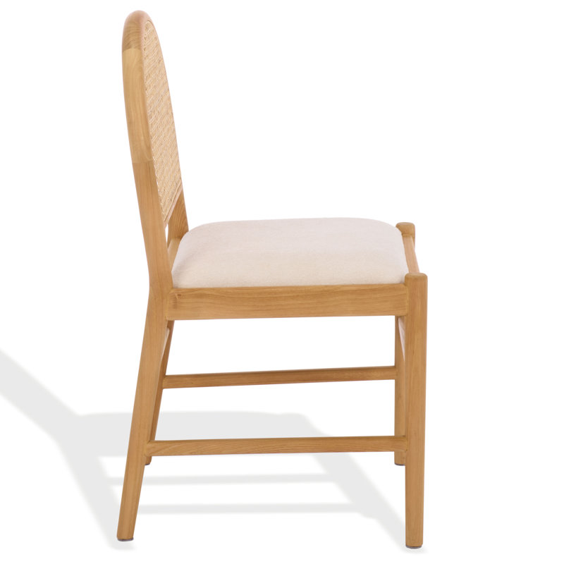 Laylie Leather Upholstered Dining Chair, Natural Boucle, Medium Oak