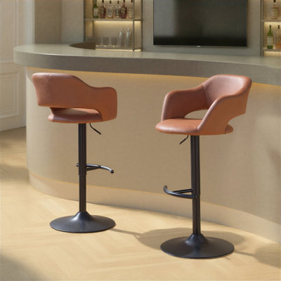 Lake Adjustable Bar Stools with Rounded T Footrest