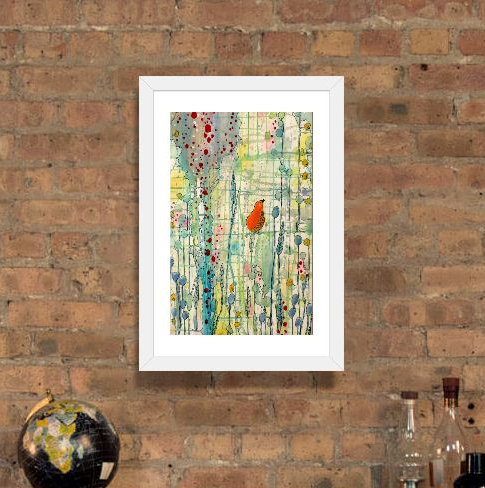 " Alpha " by Sylvie Demers, White Frame, 32" H x 24" W x 1" D