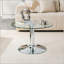Table basse ronde en verre trempé - Base en métal argenté-1361659946