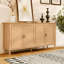 Buffet rétro de 57,87 po de largeur avec tablettes réglables et 4 portes avec placage en bois massif-141203222