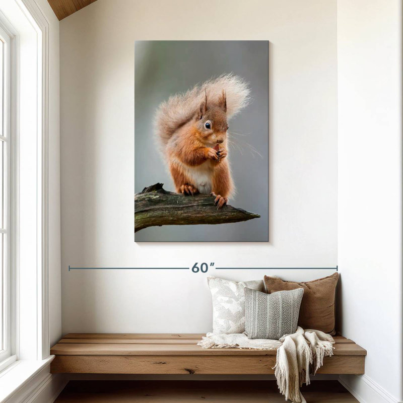 Brampt Red Squirrel Eating On A Branch, 45" H x 30" W