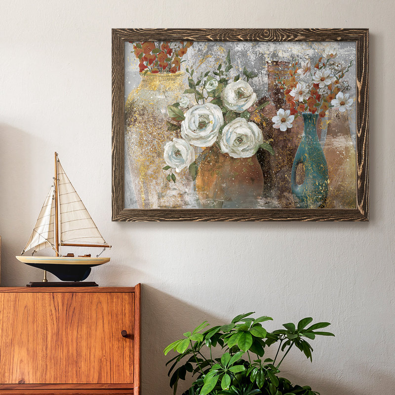 «Vessels And Blooms Spice», reproduction d'art sur toile, Noyer, H 18 po x l 26 po x P 1,5 po
