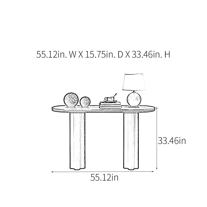 Console Retro Minimalist Art, Brun, 33,46 po H x 55,12 po L x 15,75 po P, Beige