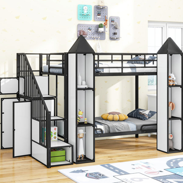 Brayden Studio Metal Twin Over Bunk Bed With Wardrobe & Copious Storage ...