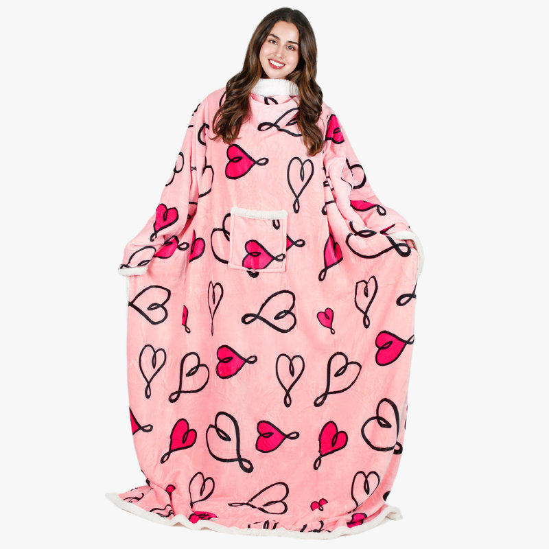 Couverture en sherpa Tirrinia, Love Art - rose