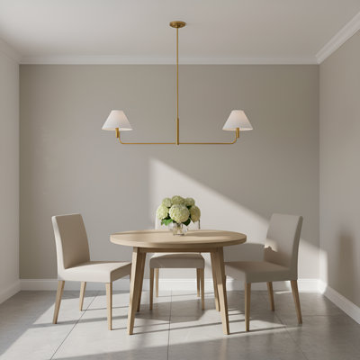 Lansvale Sean Lavin Courson Dining Room Chandelier With White Linen Shade