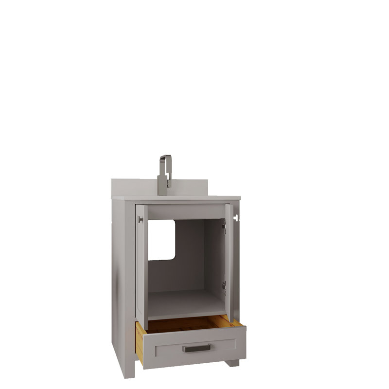 Ensemble de meuble-lavabo simple 23,6 "avec miroir Charen, gris