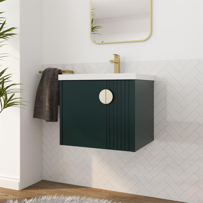 Meuble-lavabo 24 po avec lavabo, meuble-lavabo flottant avec porte à fermeture en douceur, Vert
