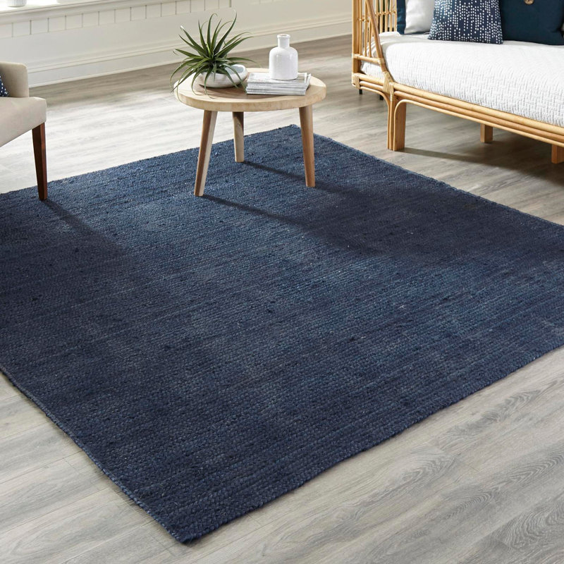 Tapis bleu marine tressé à la main Catriona, Carré 8 pi