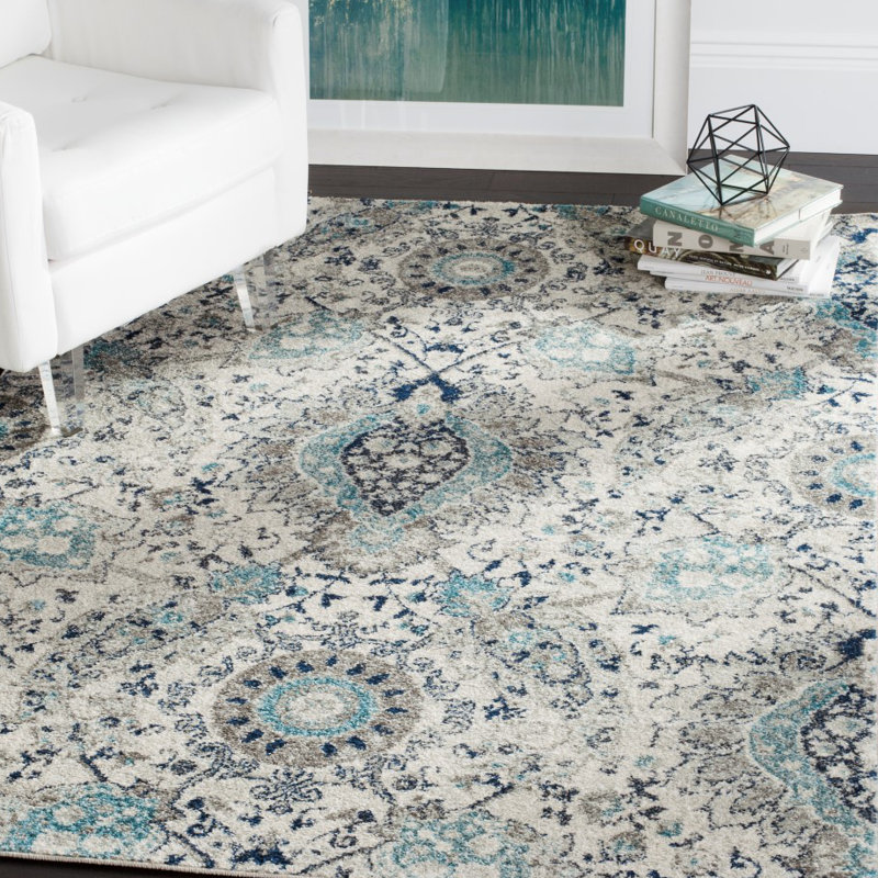 Jaelynn Cream/Light Grey Area Rug, Rectangle 122 x 183 cm