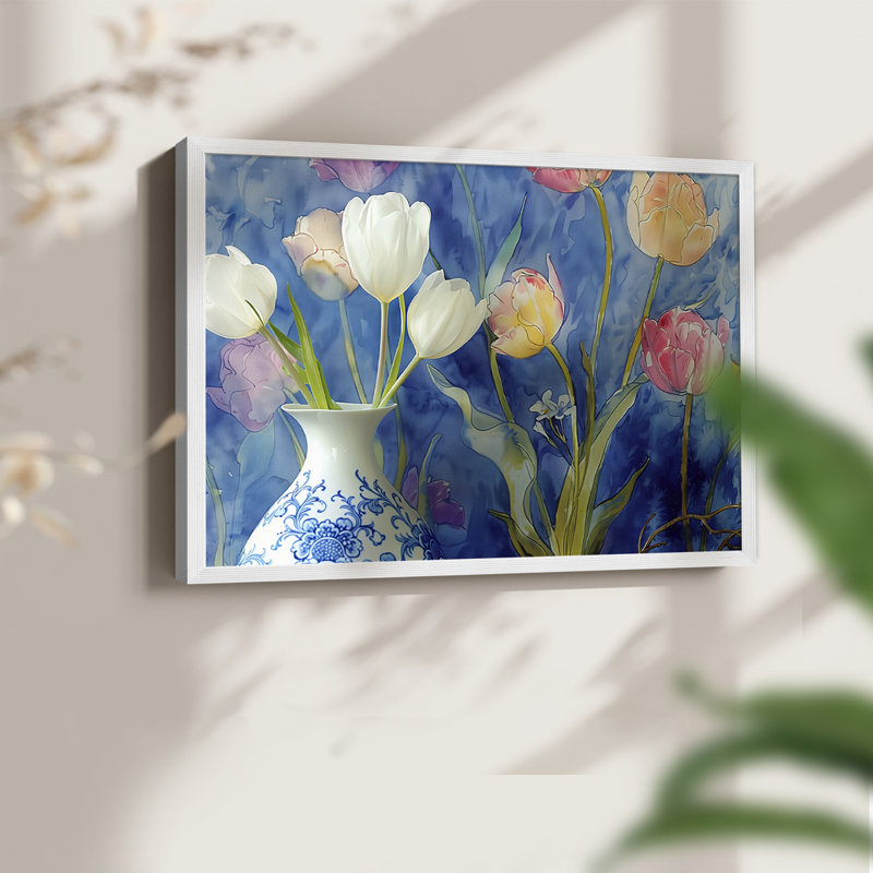 Série florale - CX III - Reproduction encadrée - Restickable, H 16 po x l 20 po, Blanc