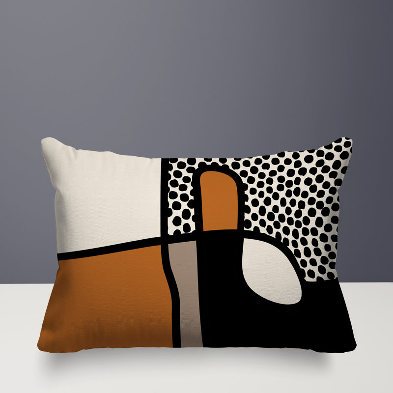 Coussin lombaire réversible intérieur / extérieur Jai Abstract, H 14 po x l 20 po, Burnt Orange