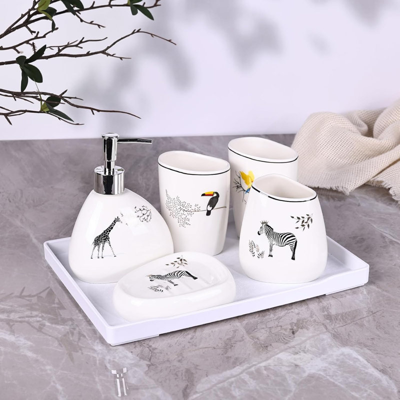 White Bathroom Accessory Set