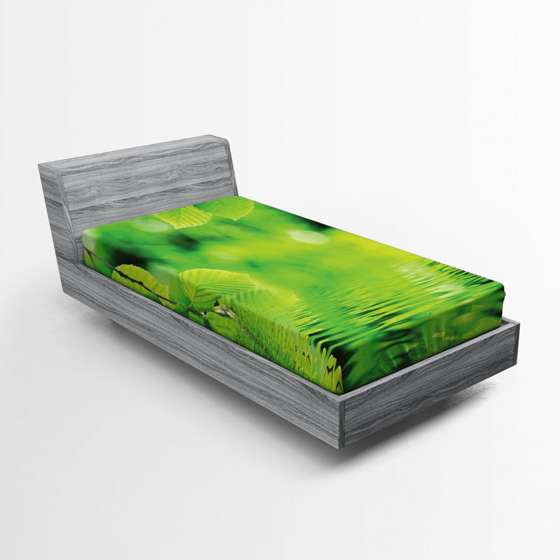 Drap-housse en microfibre Leaves, Drap-housse de taille simple