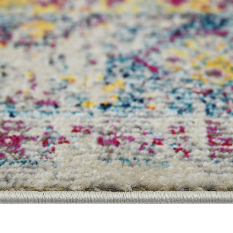 Gray and Orange Round Reversible Synthetic Area Rug