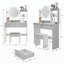 Ensemble de coiffeuse à miroir rond 17 pouces à DEL avec tabouret moelleux, luminosité réglable et rangement multicouche pour les petits espaces-2104513461