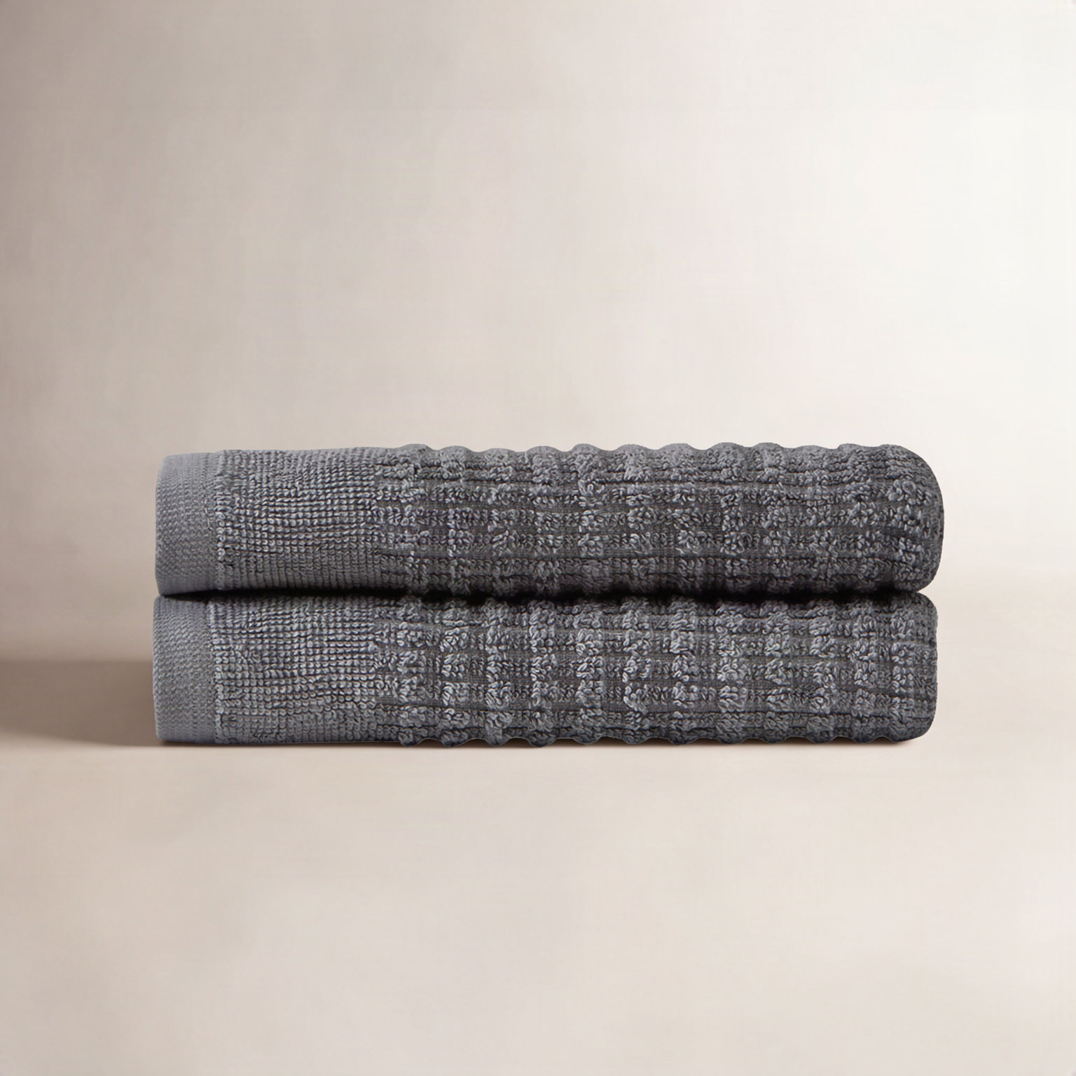 Earline 2-Piece Turkish Cotton Washcloth Set, Gray