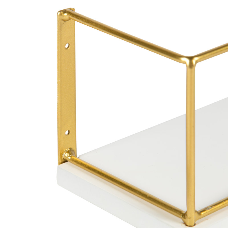 Premont 2 Piece Floating Shelf, White/Gold