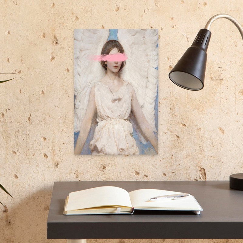 Pink Blinded Angel Dreamy Elegant Ethereal Portrait Wall Art Print 1 Piece Wrapped Canvas Wall Art, 45.72cm H x 30.48cm W