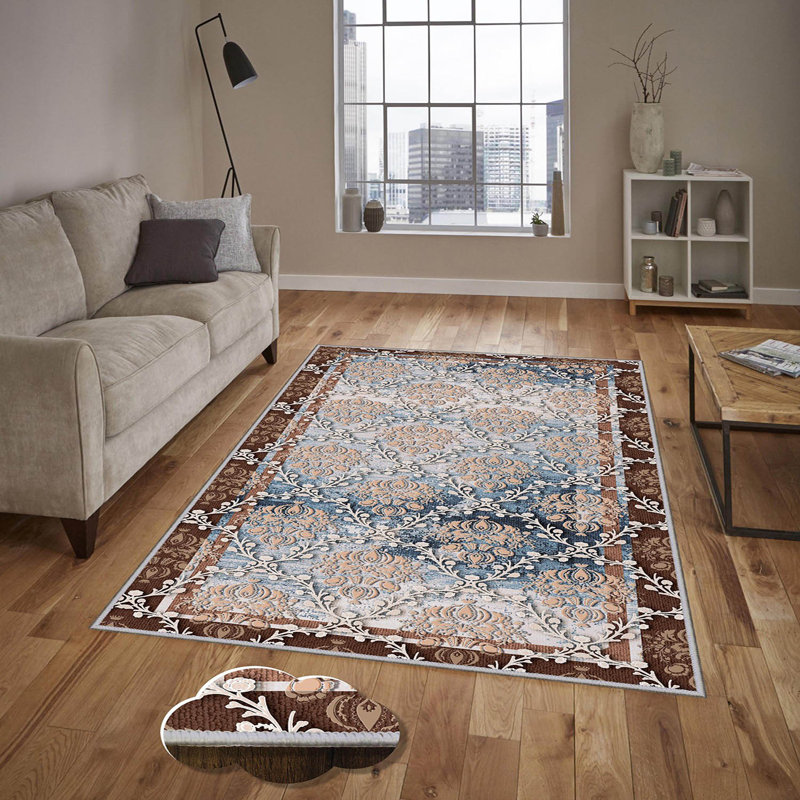 Luxurious 3D Printed Woven Carpet, 55.1 x 86.6 inches | 100% Polyester, Antibacterial, Machine Washable | Non-Slip PVC Felt Dot Underside, 0.3 in Pile Height | Perfect for Living Room, Bedroom & Home Decor