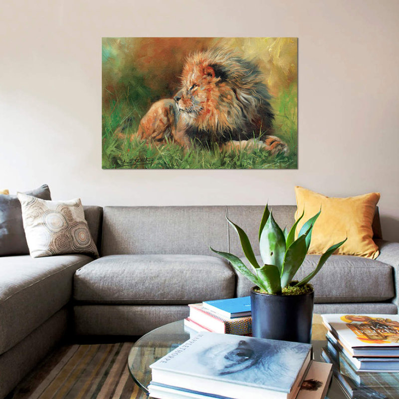 «Lion Full», reproduction d'impression sur toile, H 40 po x l 60 po x P 1,5 po, Toile tendue, Pas de tapis