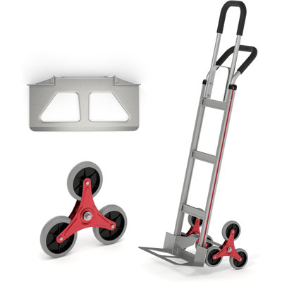 6-Wheel Stair Climbing Hand Truck Dolly, Heavy Duty Steel Folding Utility Cart with 330 lbs Capacity, Adjustable Handle & Multi-Function Platform for Moving Furniture & Appliances