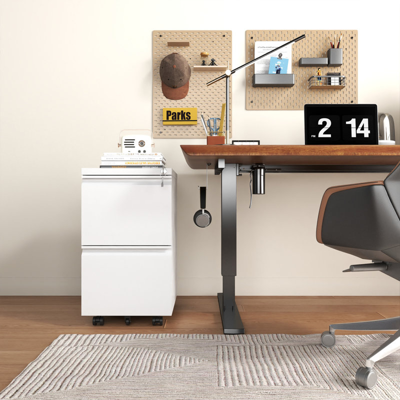 37.3cm Wide 2 -Drawer Mobile File Cabinet, White