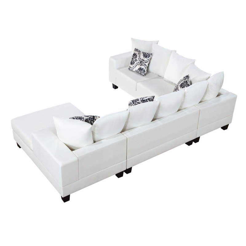 Canapé modulaire Maderson, Velours blanc