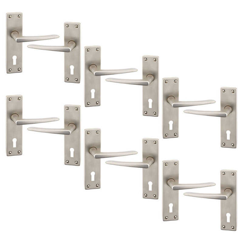 Door Handle, Satin Nickel Plain