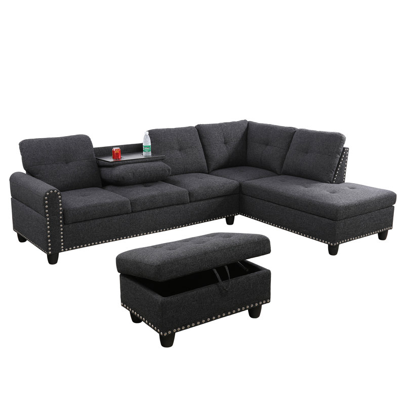 Gavette Upholstered Sectional, Gavette Dark Gray Fabric