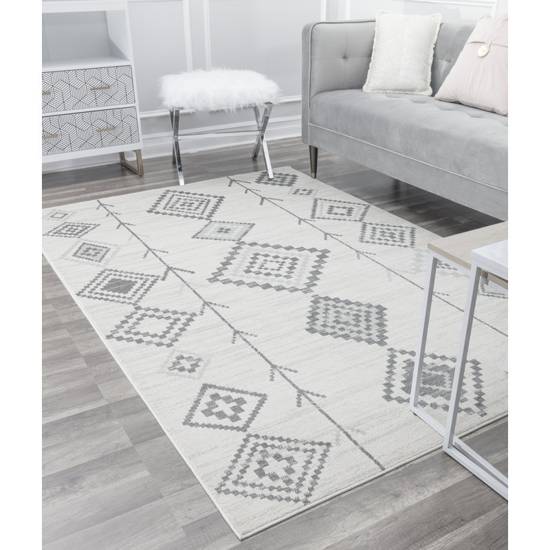 Tapis tribal autochtone blanc Bodrum, Rectangle 8 pi 9 po x 12 pi