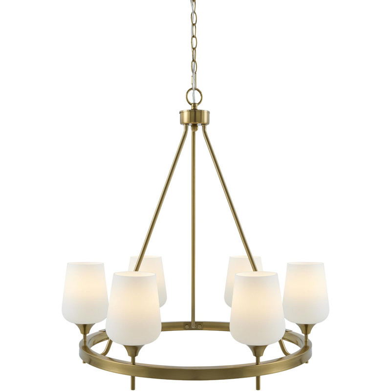 Jaliyah Chandelier, White, Brass