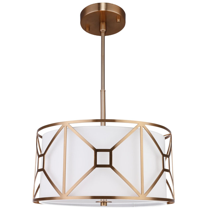 Lustree tambour 3 lumières unique Hultgren, H 8,5 po x l 17 po x P 17 po, Laiton rétro