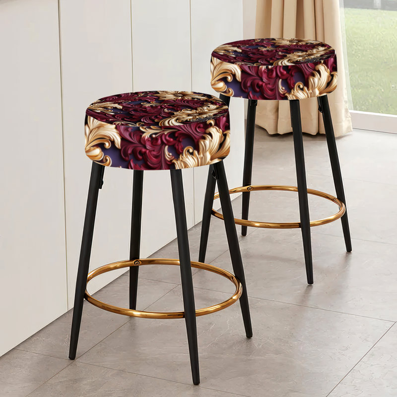 Opulent Victorian Scrollwork Victorian Pattern - Damask Bar Stools Set Of 2