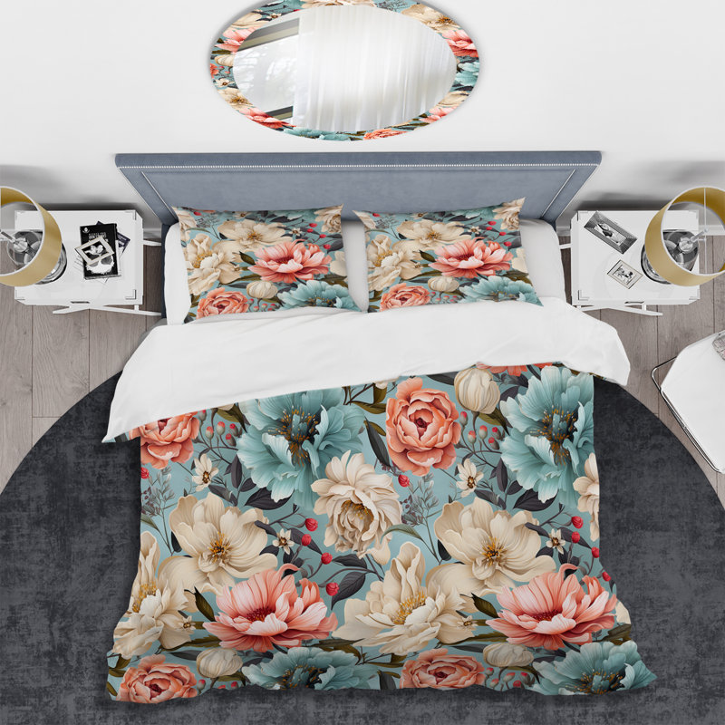 Ensemble de housse pour couette, Housse de couette très grand et 2 très grandes t, Accents boho pastels antiques