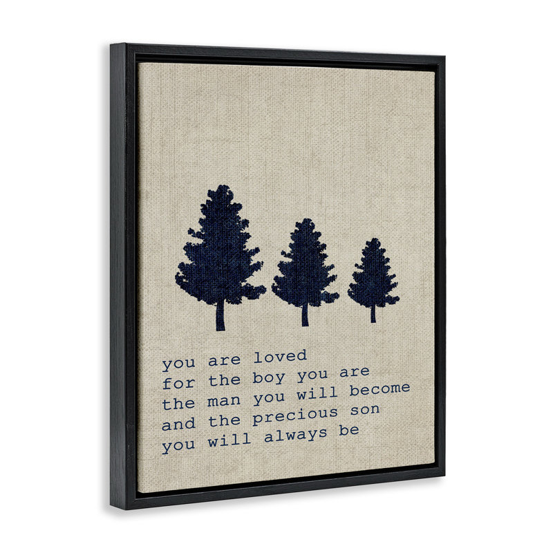 «You Are Loved Son Trees», art mural sur toile par Daphne Polselli, Cadre flottant noir de jais, L 17 po x H 21 po