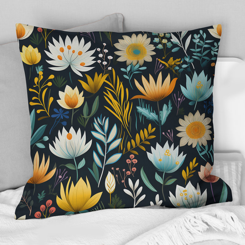 Coussin Mindfulness Sanctuary Mediation I - imprimé botanique, H 16 po x l 16 po