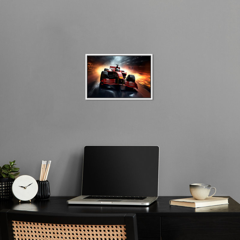 «Red Speed II», voiture de course, «Man Cave» par Notoriart, Cadre doré, H 11 po x l 16 po
