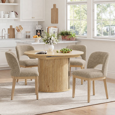 Modern Extendable Dining Table Set for 4-6 People with Hidden Storage