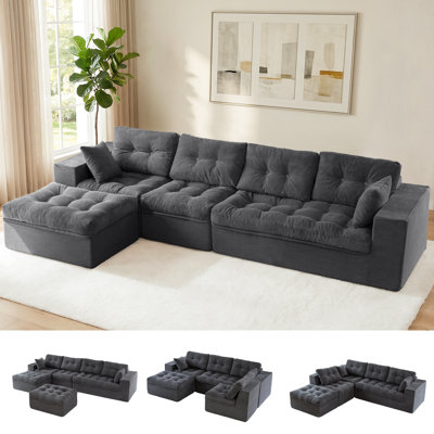 Boneless Corduroy Cloud Modular Couch,4-in-1 Flexible Combination Sectional Sofa