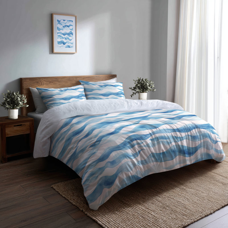 Ensemble de literie et de coussins abstraits 3 pièces - Housse de couette et coussin décoratif Beach