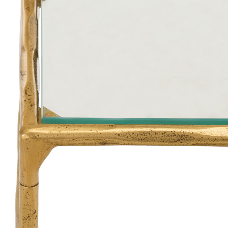 Isabellina Metal and Glass Accent Table, Brass