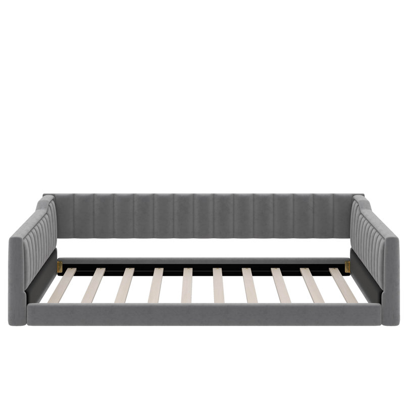 Twin XL Upholstery Daybed With Side Storage Pocket, Gray