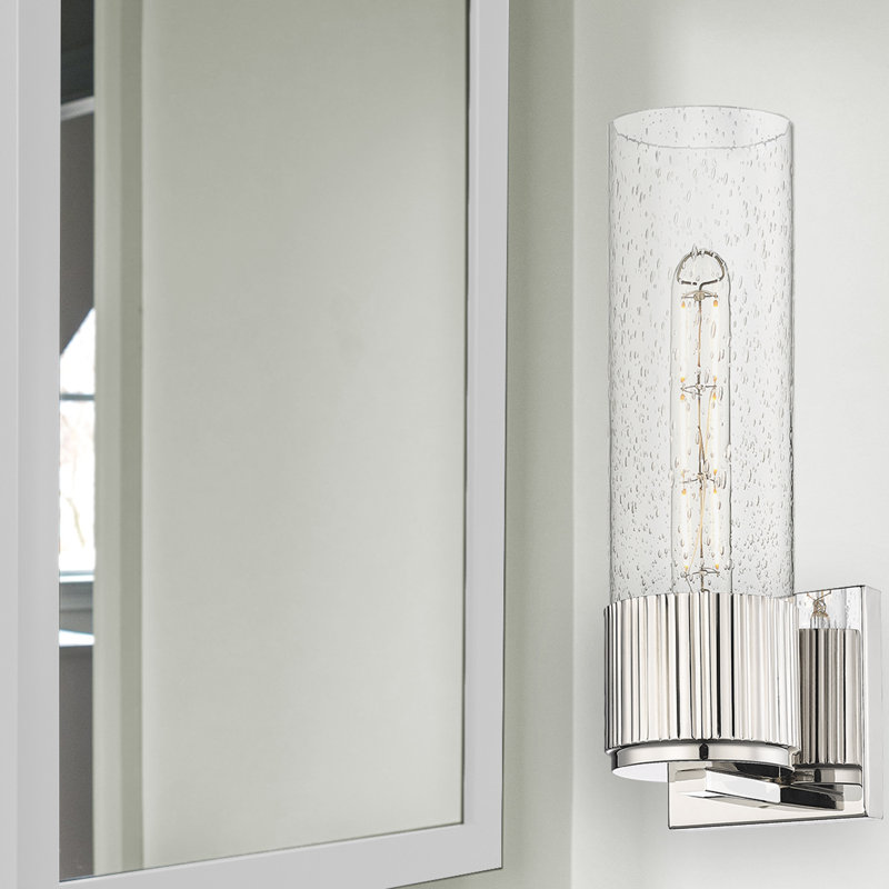 Applique murale 1 lumière 12 "Bolivar, H 15 po x l 5,1 po x P 4 po, Bullé, Nickel poli