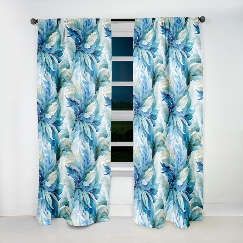 Motif tropical Oceanic Mirage III - rideau en velours tropical - obscurcissant - 1 panneau, L 52 po x L 108 po